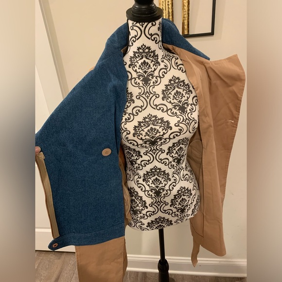 Venus Denim Trim Trench Coat NWOT - Picture 5 of 8